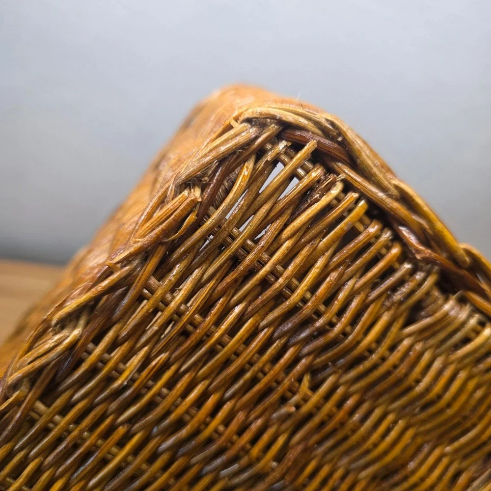 Vintage Wicker Rattan Desk Top Organizer File Letter Holder Storage Basket